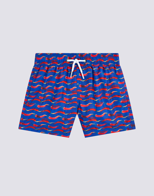 RECYCLED POLY CHILINO PRINT SHORT ELASTICATED WAIST SWIMSHORTS