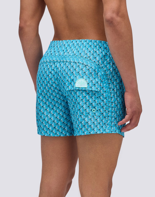 REPREVE® ELASTICATED WAIST SHORT SWIMSHORTS WITH GREETINGS FROM MEXICO PRINT