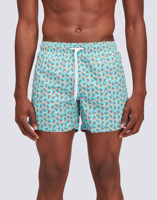 COSTUME DA BAGNO CORTO VITA ELASTICATA STAMPA ARCOBALENI IN POLY RICICLATO