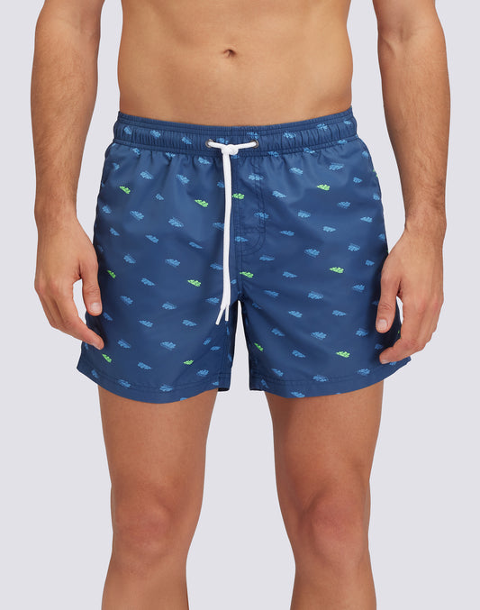 COSTUME DA BAGNO CORTO VITA ELASTICATA STAMPA MONOGRAM IN POLY RICICLATO