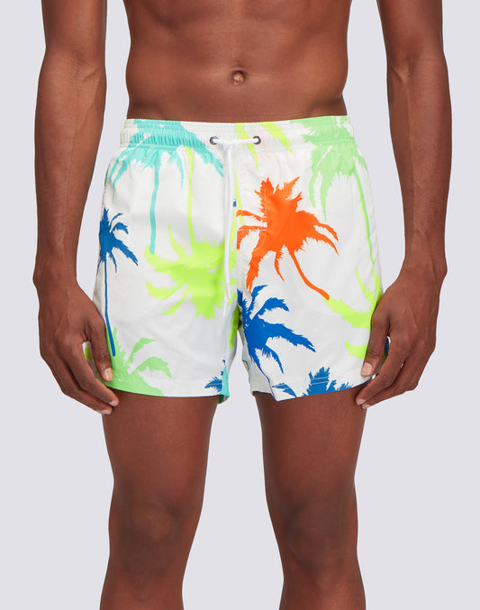COSTUME DA BAGNO CORTO VITA ELASTICATA STAMPA MULTIPALM IN POLY RICICLATO