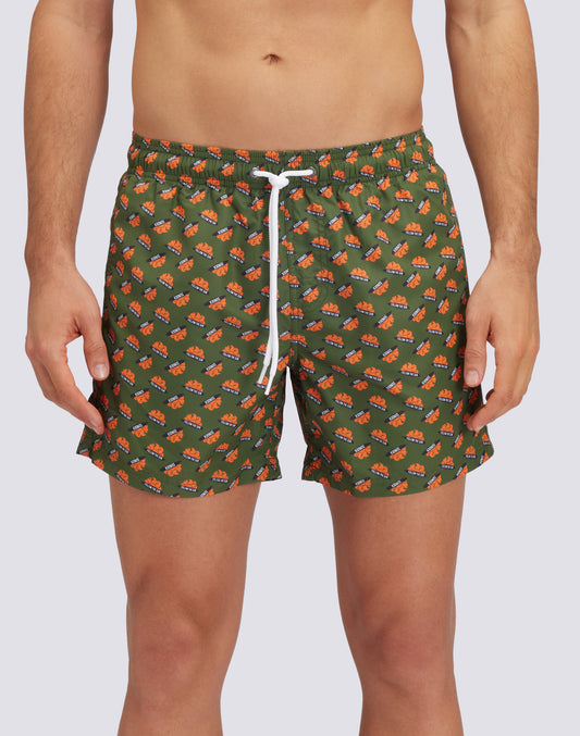 COSTUME DA BAGNO CORTO VITA ELASTICATA STAMPA ORANGE LOGO IN POLY RICICLATO