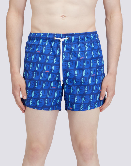 RECYCLED POLY SHORT SWIMSHORTS WITH ELASTIC WAIST SUNCUBE PRINT