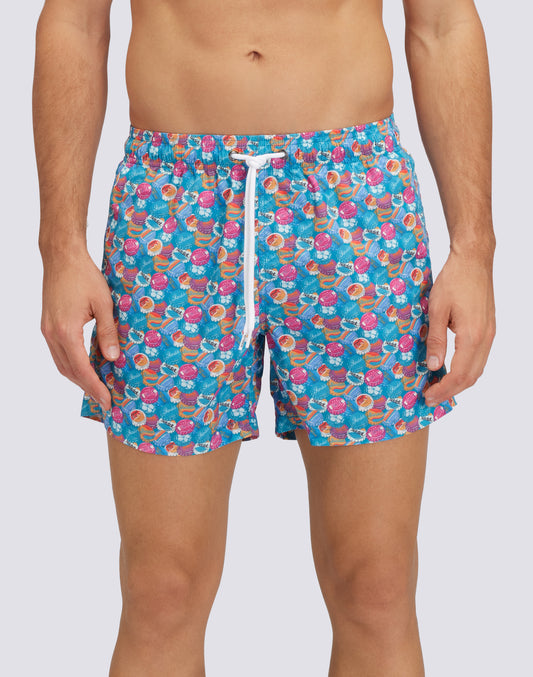 COSTUME DA BAGNO CORTO VITA ELASTICATA STAMPA SUNCAP IN POLY RICICLATO