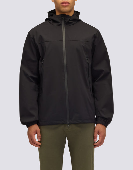 MEN'S SHORT JACKET WITH HOOD IN BONDED FABRIC
