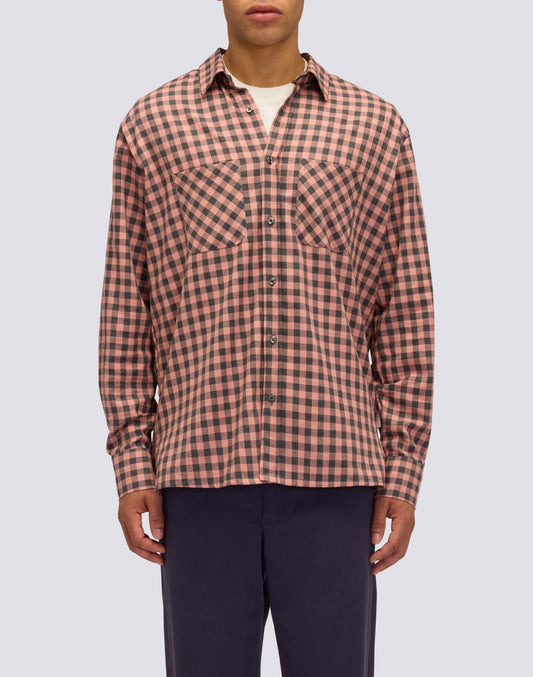 CAMICIA UOMO A QUADRETTI IN COTONE GABARDINA TINTO FILO