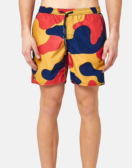 REPREVE® ELASTICATED WAIST SHORT SWIMSHORTS WITH PRINT