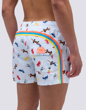 BAÑADOR CORTO DE CINTURA ELÁSTICA CON ESTAMPADO FUNKY DE ANIMALES