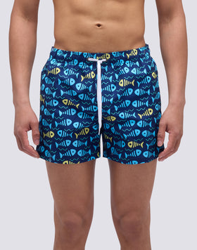 OFISH PRINT ELASTIC WAIST SHORT SWIMSUIT