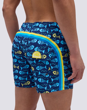 OFISH PRINT ELASTIC WAIST SHORT SWIMSUIT