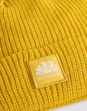 BONNET POUR ENFANT À CÔTES AVEC LOGO