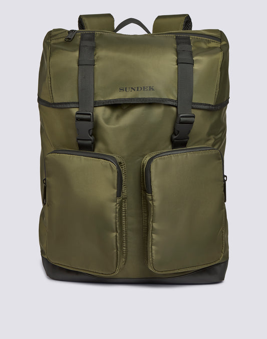 SAC À DOS EN NYLON BRILLANT AVEC POCHES CARGO