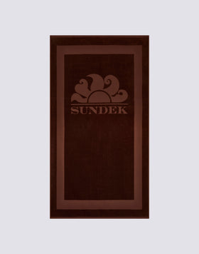 TOALLA DE RIZO JACQUARD CON LOGOTIPO Y BORDE