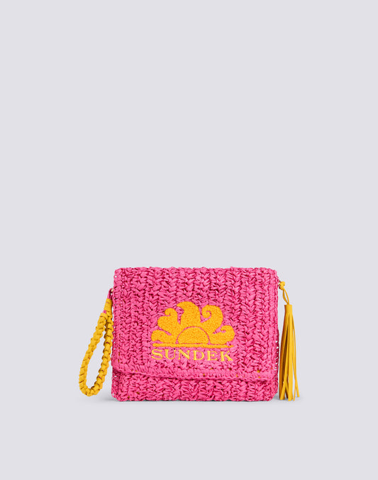 Pochette estiva da donna in paglia con fiocco, borsa da spiaggia Pochette estiva da donna in paglia con fiocco, borsa da spiaggia