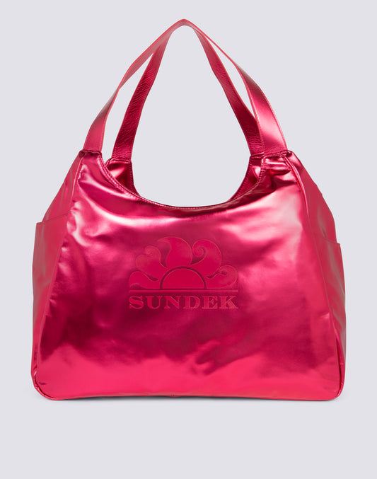 BORSA SHOPPER LAMINATA CON LOGO