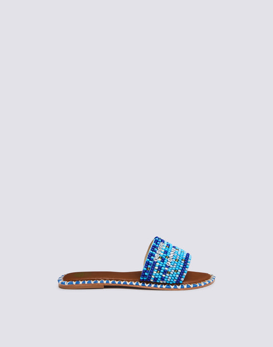 CAPRI EMBROIDERED BAND SLIPPERS WITH BEADS