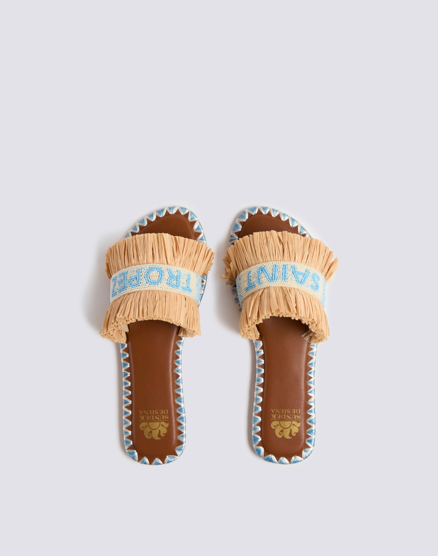 LOW-BAND SLIPPERS WITH BEADS AND RAFFIA SAINT TROPEZ