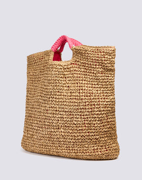 MAXI BOLSO DE PAJA DE PAPEL TEJIDA