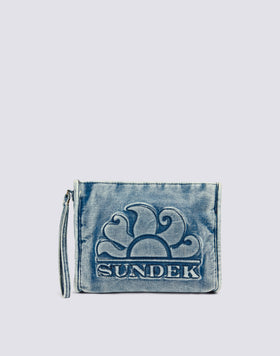 YARN-DYED COTTON CANVAS CLUTCH BAG