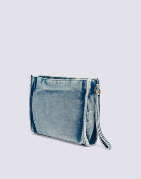 YARN-DYED COTTON CANVAS CLUTCH BAG