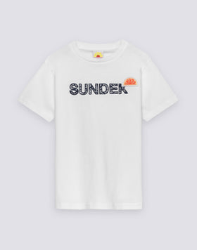 T-SHIRT ENFANT À MANCHES COURTES AVEC IMPRIMÉ D'ARCHIVE ET INSCRIPTION SUNDEK