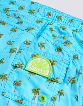 COSTUME DA BAGNO BAMBINO CORTO VITA ELASTICATA REPREVE® CON STAMPA LITTLE PALM