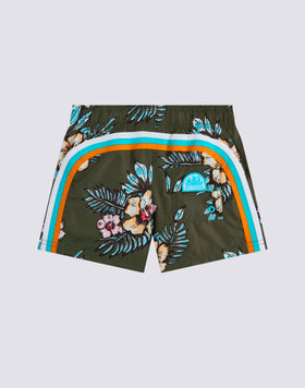 COSTUME DA BAGNO BAMBINO CORTO VITA ELASTICATA REPREVE® CON STAMPA GRAPHIC FLOWER