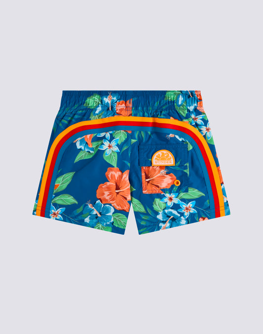 COSTUME DA BAGNO BAMBINO CORTO VITA ELASTICATA REPREVE® CON STAMPA ISLAND BLISS