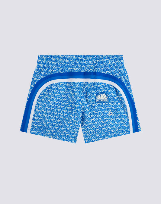 COSTUME DA BAGNO BAMBINO CORTO VITA ELASTICATA REPREVE® CON STAMPA MAIOLICA SUNSET