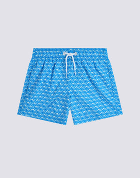 COSTUME DA BAGNO BAMBINO CORTO VITA ELASTICATA REPREVE® CON STAMPA MAIOLICA SUNSET