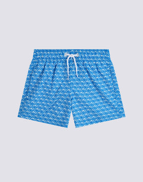 COSTUME DA BAGNO BAMBINO CORTO VITA ELASTICATA REPREVE® CON STAMPA MAIOLICA SUNSET