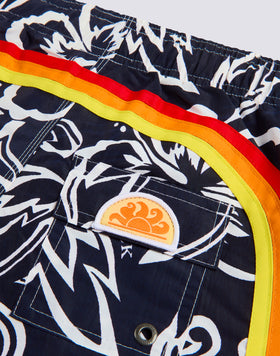 COSTUME DA BAGNO CORTO BAMBINO CON VITA ELASTICATA STAMPA ARCHIVE HIBISCUS SK23