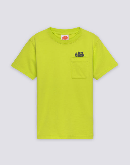 T-SHIRT ENFANT À MANCHES COURTES AVEC POCHE ET LOGO SUR LE DEVANT