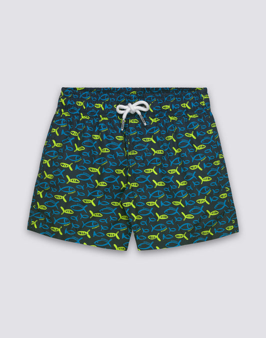 MAILLOT DE BAIN COURT À TAILLE ÉLASTIQUE ET IMPRIMÉ FISHAZ EN POLYESTER RECYCLÉ