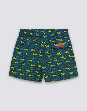 MAILLOT DE BAIN COURT À TAILLE ÉLASTIQUE ET IMPRIMÉ FISHAZ EN POLYESTER RECYCLÉ