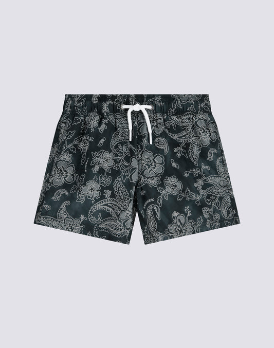 COSTUME DA BAGNO CORTO BAMBINO VITA ELASTICATA STAMPA HIBI PAISLEY IN POLY RICICLATO