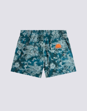 COSTUME DA BAGNO CORTO BAMBINO VITA ELASTICATA STAMPA HIBI PAISLEY IN POLY RICICLATO