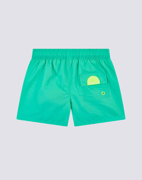 MAILLOT DE BAIN COURT EN TAFFETAS EMBLÉMATIQUE À TAILLE ÉLASTIQUE AVEC PASSEPOIL