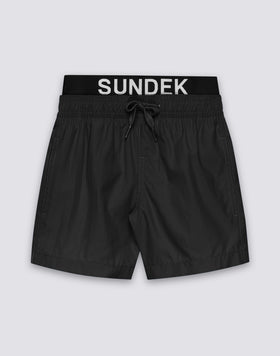 REPREVE® RECYCLED POLYESTER BOYS' SWIMWEAR WITH ELASTICATED LOGO