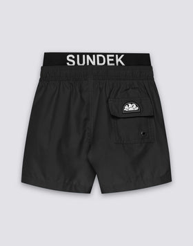 REPREVE® RECYCLED POLYESTER BOYS' SWIMWEAR WITH ELASTICATED LOGO