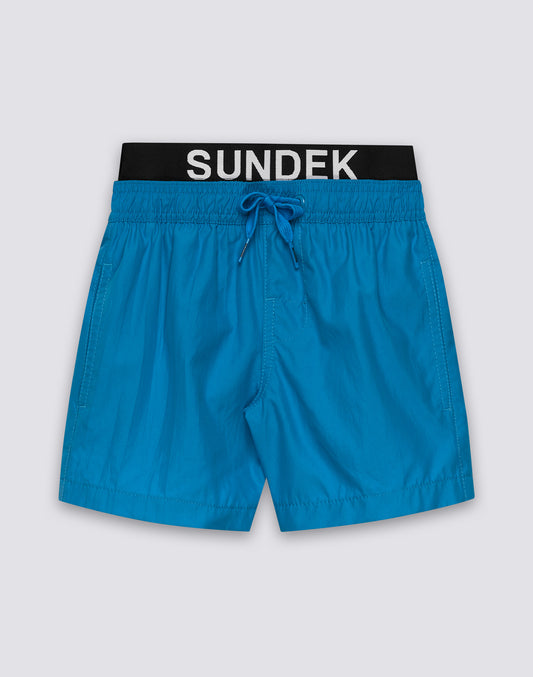 REPREVE® RECYCLED POLYESTER BOYS' SWIMWEAR WITH ELASTICATED LOGO