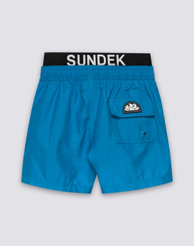 REPREVE® RECYCLED POLYESTER BOYS' SWIMWEAR WITH ELASTICATED LOGO