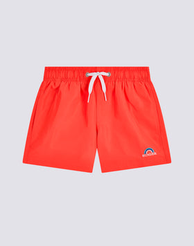 ICONIC TAFFETA ELASTICATED WAIST SHORT SWIMSHORTS WITH RAINBOW EMBROIDERY