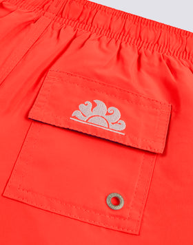 ICONIC TAFFETA ELASTICATED WAIST SHORT SWIMSHORTS WITH RAINBOW EMBROIDERY