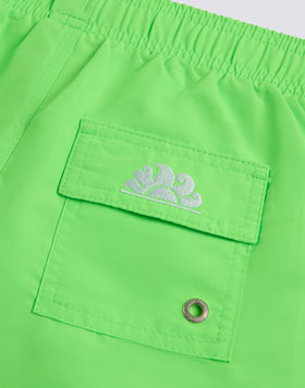 ICONIC TAFFETA ELASTICATED WAIST SHORT SWIMSHORTS WITH RAINBOW EMBROIDERY