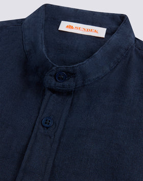 CHEMISE EN LIN À COL MANDARIN