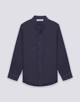 CAMICIA IN LINO DA BAMBINO A MANICA LUNGA CON COLLETTO ALLA COREANA