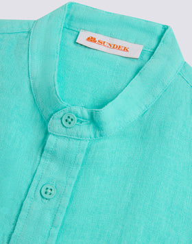 LINEN SHIRT WITH MANDARIN COLLAR