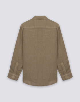 CAMICIA IN LINO DA BAMBINO A MANICA LUNGA CON COLLETTO ALLA COREANA