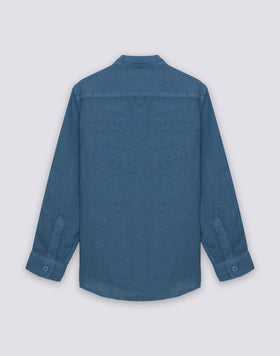 CAMICIA IN LINO DA BAMBINO A MANICA LUNGA CON COLLETTO ALLA COREANA
